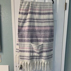 True Craft Purple and White Striped Fringe Wrap